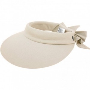 Visors Sun Protection UPF UV Wide Big Brim Linen Cotton Beach Pool Visor Cap Hat - A Khaki - CB182KXM9LU $21.36