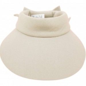 Visors Sun Protection UPF UV Wide Big Brim Linen Cotton Beach Pool Visor Cap Hat - A Khaki - CB182KXM9LU $21.36