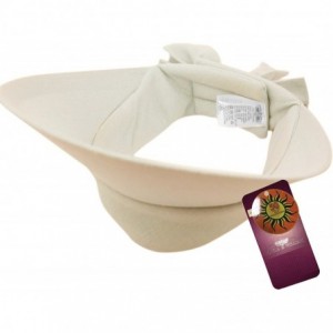 Visors Sun Protection UPF UV Wide Big Brim Linen Cotton Beach Pool Visor Cap Hat - A Khaki - CB182KXM9LU $21.36