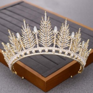 Headbands Luxurious Bridal Crowns And Tiaras Gold Tiara Crystal Rhinestone Wedding Crown-Light Gold11 - Light Gold11 - CQ1920...