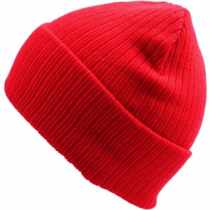 Skullies & Beanies Women's Rib Knit Beanie Hat Fashion Cuffed - Red - C5188IOIGG5 $13.48