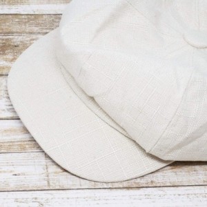 Newsboy Caps Cotton Visor 8 Panel Applejack Cabbie Tweed Newsboy Flat Driving Cap Hat - Off White - CE18U8ITDRS $14.58