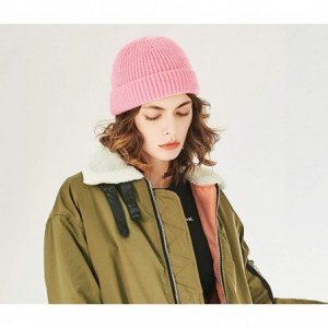 Skullies & Beanies Swag Wool Knit Cuff Short Fisherman Beanie for Men Women- Winter Warm Hats - 1shorter Style Pink - CG18YZ3...