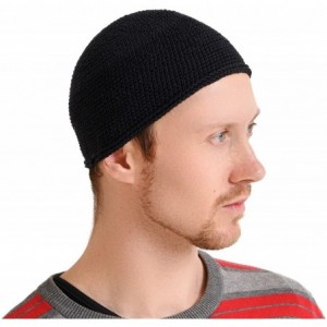 Skullies & Beanies Kufi Hat Mens Beanie - Cap for Men Cotton Hand Made 2 Sizes by Casualbox - Black - CV180WK33GN $19.14