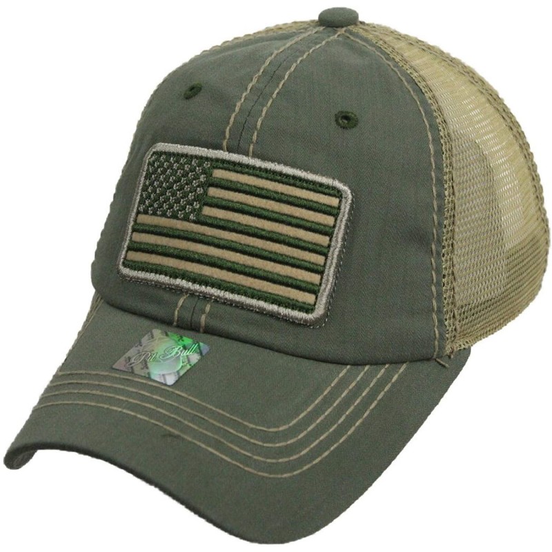 Baseball Caps US Flag Baseball Cap USA Mesh Trucker Fashion Hipster Golf Hiking Camping Hat - Olive - C818U3NKQ4G $13.30