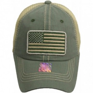 Baseball Caps US Flag Baseball Cap USA Mesh Trucker Fashion Hipster Golf Hiking Camping Hat - Olive - C818U3NKQ4G $13.30