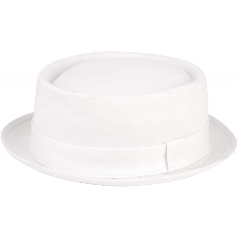 Fedoras Men's Everyday Cotton All Season Porkpie Boater Derby Fedora Sun Hat - F2091white - C819994WN7C $24.74