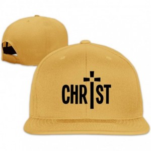Baseball Caps Christian Jesus Cross 2 Snapback Hats Adjustable Cotton Flat Bill Baseball Caps Mens - Yellow - CL196XR2YS5 $13.50