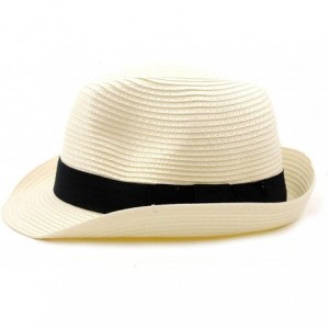 Fedoras Fashionable Unisex Solid Band Color Casual Polyester Fedora Hat - Ivory - CX195IMHZ0K $8.70