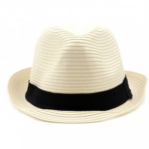 Fedoras Fashionable Unisex Solid Band Color Casual Polyester Fedora Hat - Ivory - CX195IMHZ0K $8.70