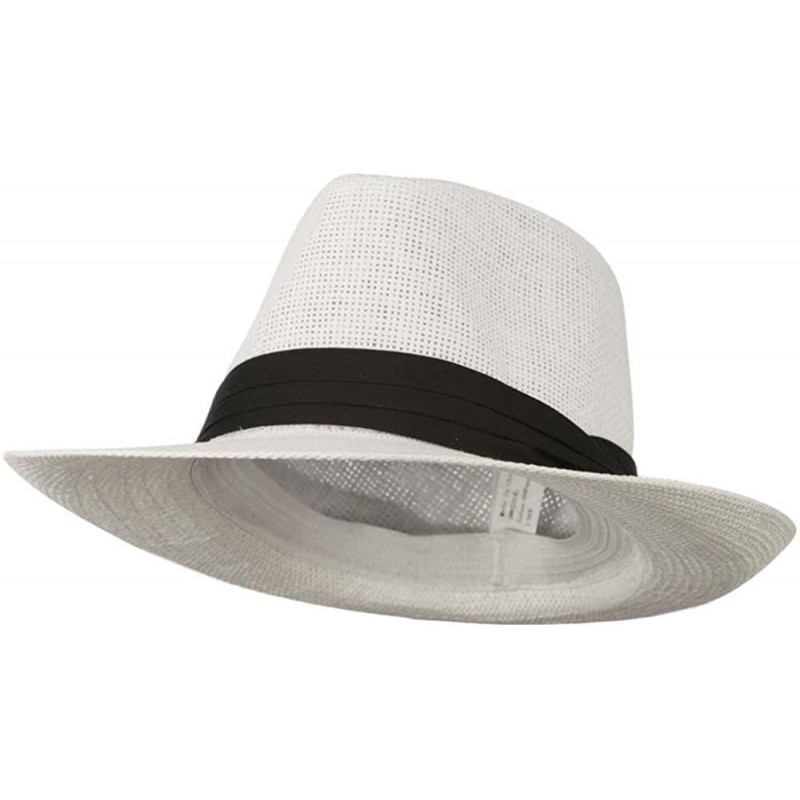 Fedoras Men's Large Brim Fedora Hat - White - C811D3HB0CV $21.20