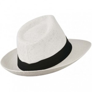 Fedoras Men's Large Brim Fedora Hat - White - C811D3HB0CV $21.20