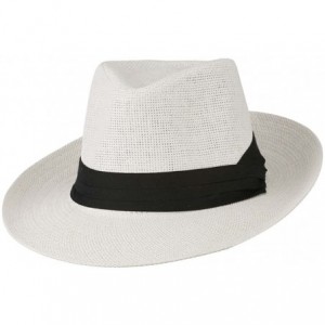 Fedoras Men's Large Brim Fedora Hat - White - C811D3HB0CV $21.20