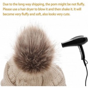 Skullies & Beanies Women Winter Knit Warm Beanie with Faux Fur Pompom Soft Chunky Baggy Skull Ski Cap - Beige - CT18ZR3KXKL $...