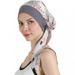 Skullies & Beanies Scarves Pre Tied Headwear Bandana Headwraps - Grey - C818RGWSGTK $7.95