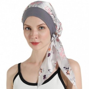 Skullies & Beanies Scarves Pre Tied Headwear Bandana Headwraps - Grey - C818RGWSGTK $7.95