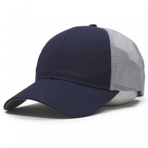 Baseball Caps Plain Two Tone Cotton Twill Mesh Adjustable Trucker Baseball Cap - Navy/Gray - CH12F431QJX $8.75