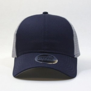 Baseball Caps Plain Two Tone Cotton Twill Mesh Adjustable Trucker Baseball Cap - Navy/Gray - CH12F431QJX $8.75
