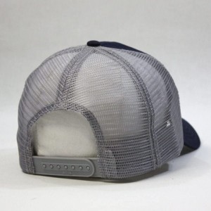 Baseball Caps Plain Two Tone Cotton Twill Mesh Adjustable Trucker Baseball Cap - Navy/Gray - CH12F431QJX $8.75