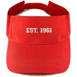 Visors EST 1961 Embroidered - 59th Birthday Gift Summer Adjustable Visor - Red - C8182KQQUXK $20.68