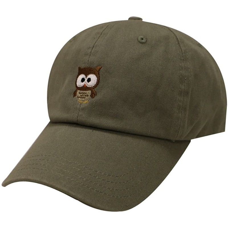 Baseball Caps Cute Owl Cotton Baseball Cap - Olive - CO12JGTOU3F $9.73