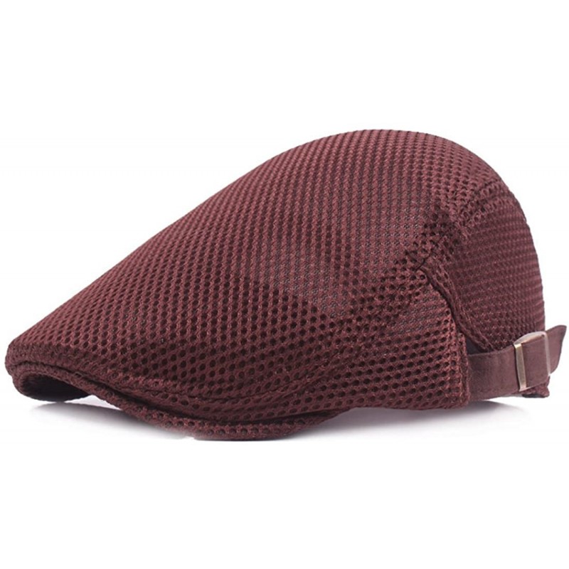 Newsboy Caps Flat Cap Men Breathable mesh Summer Hat Newsboy Beret Drivers Ivy Caps - 001brown - CZ18CKAHUOC $7.93