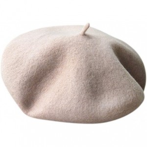 Berets Chic 100% Wool Winter Warm Classic French Beret Beanie Hat Cap for Women Girls - Solid Color - Pink - CS12NE383A5 $21.92
