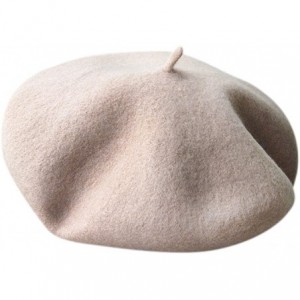 Berets Chic 100% Wool Winter Warm Classic French Beret Beanie Hat Cap for Women Girls - Solid Color - Pink - CS12NE383A5 $11.25