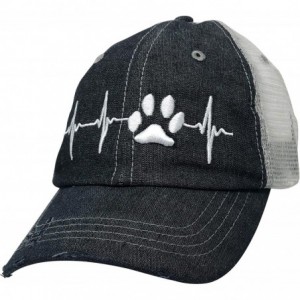 Baseball Caps Paw Cat Dog EKG Dog MOM Cat MOM Embroidered Baseball Hat Mesh Trucker Style Hat Cap Dark Grey - CX18WHXL53Q $45.06