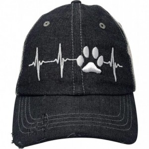 Baseball Caps Paw Cat Dog EKG Dog MOM Cat MOM Embroidered Baseball Hat Mesh Trucker Style Hat Cap Dark Grey - CX18WHXL53Q $20.63