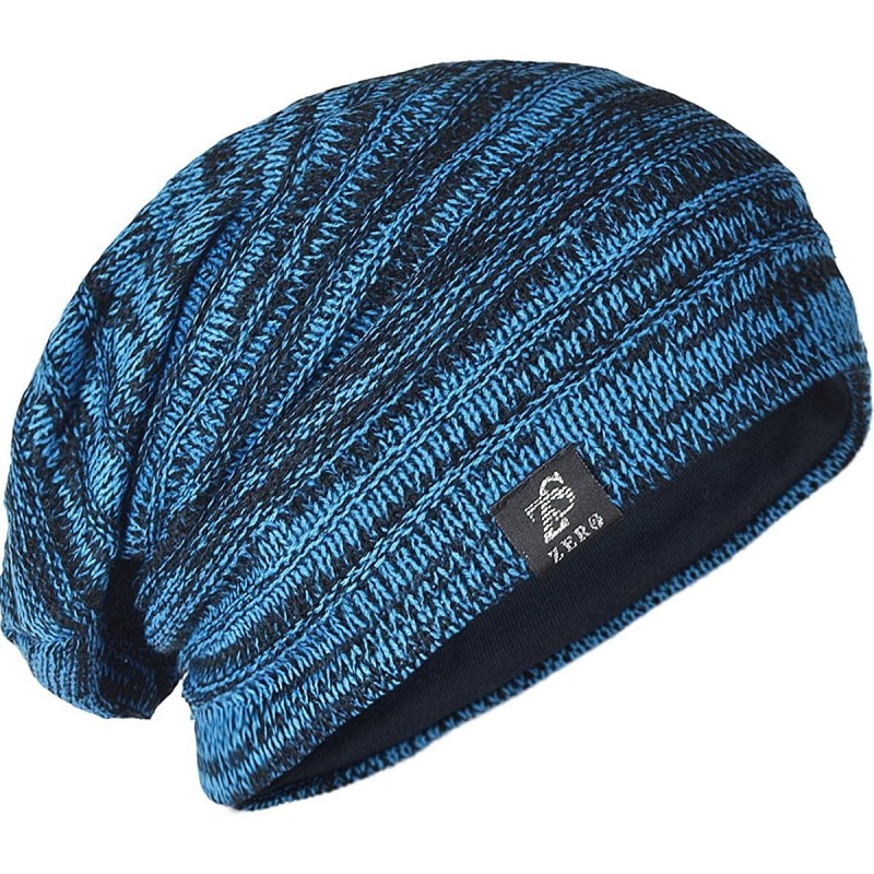 Skullies & Beanies FORBUSITE Knit Slouchy Beanie Hat Skull Cap for Mens Winter Summer - Mix Blue - CQ12N9ILHV4 $17.86