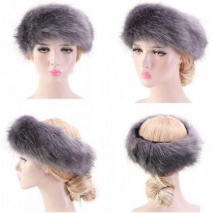 Cold Weather Headbands Cozy Warm Hair Band Earmuff Cap Faux Fox Fur Headband with Stretch for Women - B1-dark Green - CV18HX5...