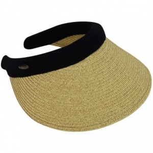 Visors Braided 4 Inch Toyo Brim Clip On Visor with Sweatband - Khaki - CU18SAWK0WO $23.74