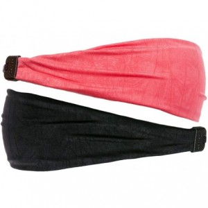 Headbands Adjustable & Stretchy Crushed Xflex Wide Headbands for Women Girls & Teens - Black & Coral Crushed 2pk - CO182T4UDL...