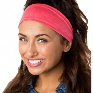 Headbands Adjustable & Stretchy Crushed Xflex Wide Headbands for Women Girls & Teens - Black & Coral Crushed 2pk - CO182T4UDL...