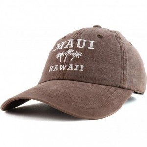Baseball Caps Maui Hawaii with Palm Tree Embroidered Unstructured Baseball Cap - Brown - C318ZG4K8IE $28.84