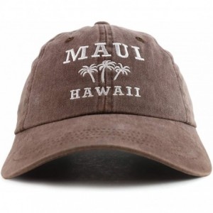 Baseball Caps Maui Hawaii with Palm Tree Embroidered Unstructured Baseball Cap - Brown - C318ZG4K8IE $17.98