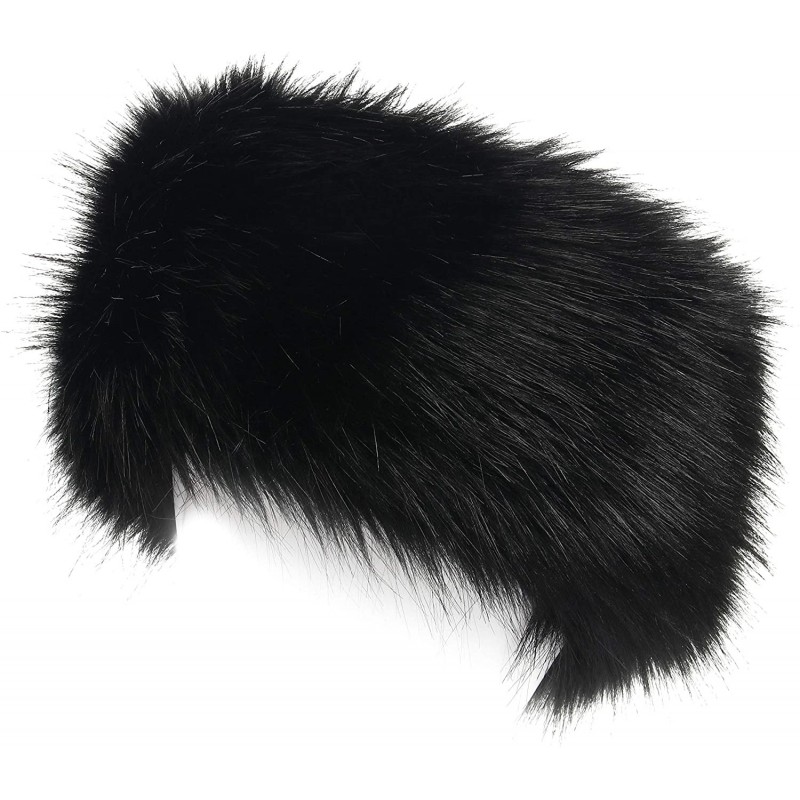 Cold Weather Headbands Faux Fur Headband with Stretch Women's Winter Earwarmer Earmuff - Black With Kgb - CD18X58K9X0 $12.77