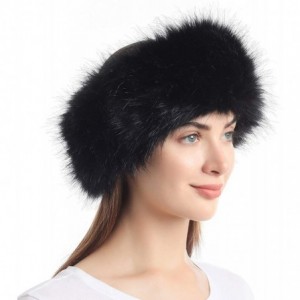 Cold Weather Headbands Faux Fur Headband with Stretch Women's Winter Earwarmer Earmuff - Black With Kgb - CD18X58K9X0 $12.77