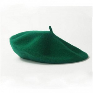 Berets Spring Beret Hat Flat Cap Women Wool Berets Hat Caps Casquette Female Warm Winter Cap - Deep Green - C718A2Y88Y8 $14.34