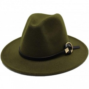 Fedoras Fedoras Hats for Women Men Felt Metal Belt Trilby Hats Wide Brim Adjustable Fedora Jazz Hat Caps - Light Grey - C518N...
