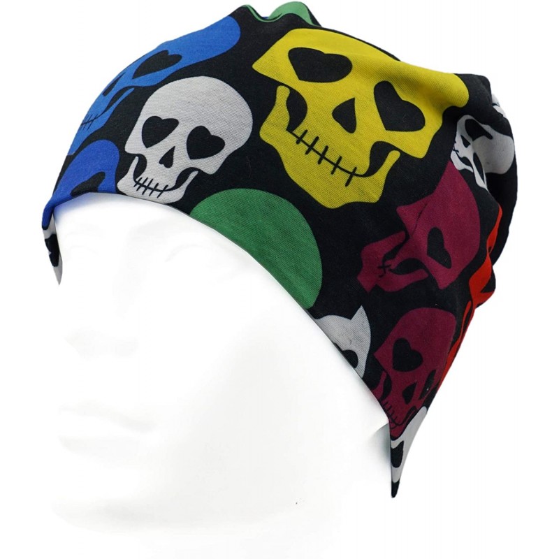 Skullies & Beanies Multi-Use Outdoor/Sports Printed Slouchy Beanie Hats OSFM 1 PC - Skull-2 - C718WEOHS5I $8.45