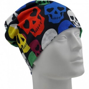 Skullies & Beanies Multi-Use Outdoor/Sports Printed Slouchy Beanie Hats OSFM 1 PC - Skull-2 - C718WEOHS5I $8.45