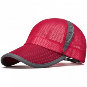 Baseball Caps Unisex Breathable Quick Dry Mesh Baseball Cap Running hat- L/XL - Red-l/Xl - CR18E9U05GI $22.06