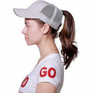 Baseball Caps Ponytail Messy Buns Trucker Ponycaps Plain Baseball Visor Cap Dad Hat - Grey - CE18DAK4TR6 $21.31