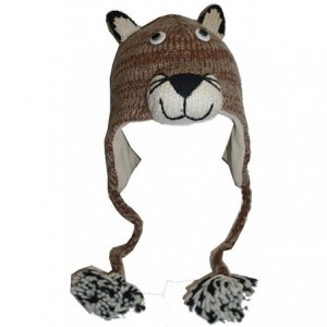 Skullies & Beanies Animal Hat Wool Fleece Lined Trapper Beanie Cap Adult Teenagers - Mountain Lion - CQ11HNUYRFV $22.96