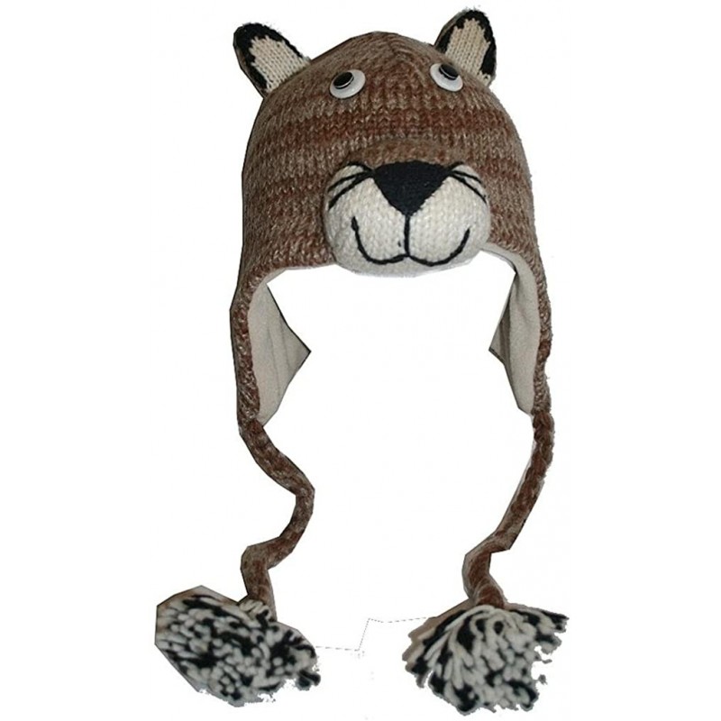 Skullies & Beanies Animal Hat Wool Fleece Lined Trapper Beanie Cap Adult Teenagers - Mountain Lion - CQ11HNUYRFV $22.96