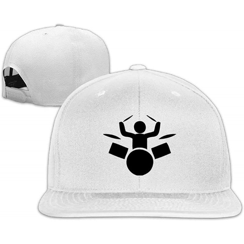 Baseball Caps Drumms Drummer Washed Unisex Adjustable Flat Bill Visor Baseball Hat - White - CK18CD0Q4R8 $11.17