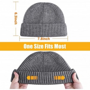 Skullies & Beanies Wool Winter Knit Cuff Short Fisherman Beanie Hats for Men Women - Black&navy 2pack - CZ1943XGAX9 $18.10