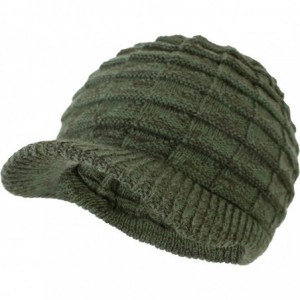 Skullies & Beanies Unisex Winter Hats with Visor Warm ski hat Stylish Knitted hat for Men and Women - Army Green -Melange - C...